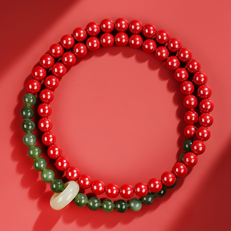 Snake zodiac Year jade double-ring bracelet